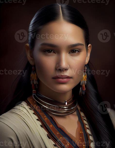 Beautiful native American woman, created with 21875486 Stock Photo at Vecteezy