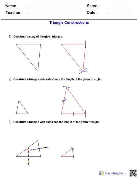 Geometry Worksheets | Constructions Worksheets