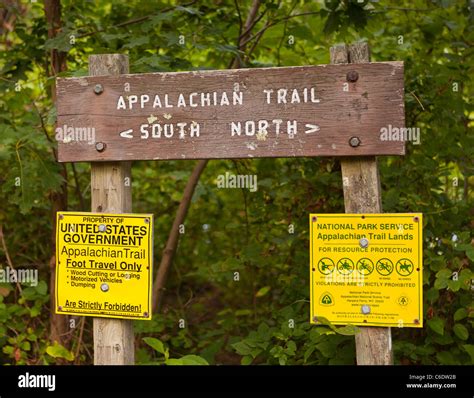 APPALACHIAN TRAIL, VIRGINIA, USA - Sign on trail to McAfee Knob on Catawba Mountain, near city ...