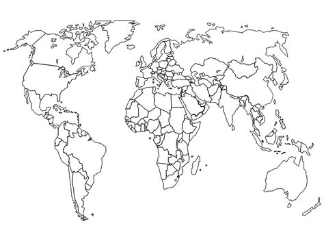 Blank World Map With Countries - London Top Attractions Map