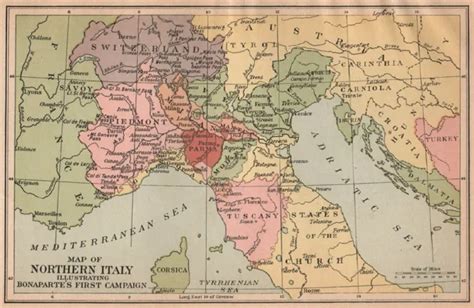 NORTHERN ITALY. AT the time of Napoleon Bonaparte's first Campaign 1917 map $22.89 - PicClick