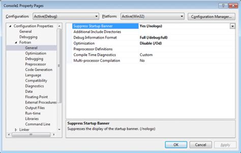 Setting Compiler Options in the Visual Studio* IDE Property Pages