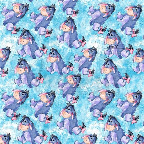 Eeyore, Blue Splatter | Digital Print Custom Cotton Woven | 145cm wide