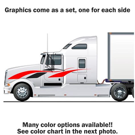 Semi Truck Vinyl Graphics Decals Stripes Many Colors Left and Right - Etsy