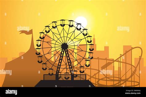 vector silhouettes of a city and amusement park Stock Vector Image & Art - Alamy
