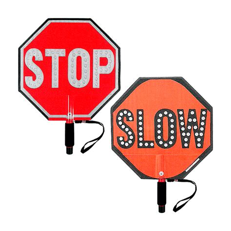 STOP/SLOW Flashing LED Hand-Held Paddle Sign - Traffic Safety Corp.