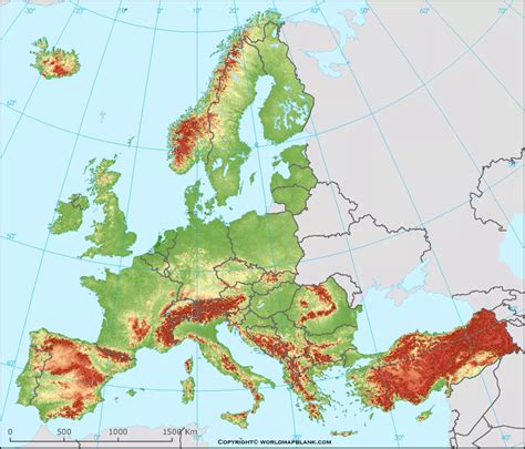 Printable Europe Mountains Map | Map of Europe Mountains - Printable ...