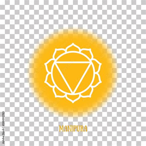 Manipura chakra. Color round symbol on a transparent background. Line ...