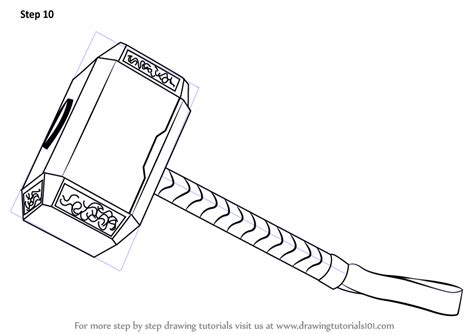 How to Draw Thor's Hammer (Thor) Step by Step | DrawingTutorials101.com