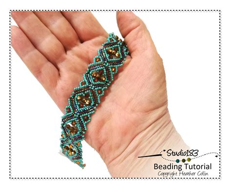 Peyote Stitch Squares Bracelet, Flat Squares Bracelet Beading Pattern ...