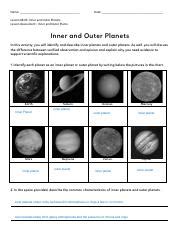 Understanding Inner and Outer Planets: Characteristics and | Course Hero