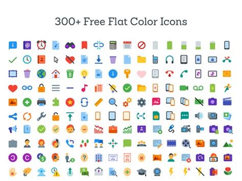 300+ flat color icons SVG - Freebiesbug