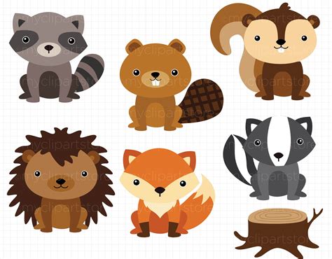 Clipart - Forest Animals by MyClipArtStore on @creativemarket Forest Animals, Woodland Animals ...