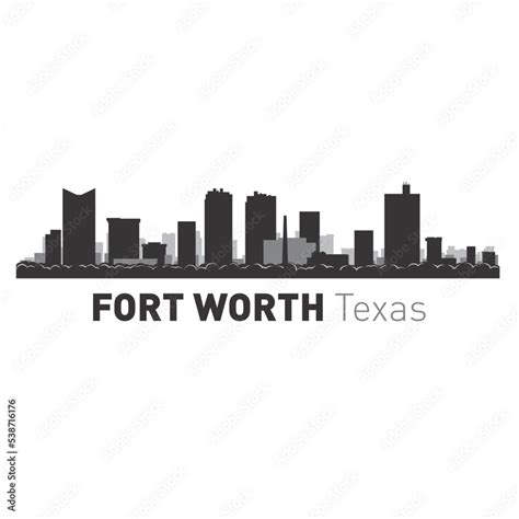 Fort Worth city skyline silhouette vector Stock Vector | Adobe Stock