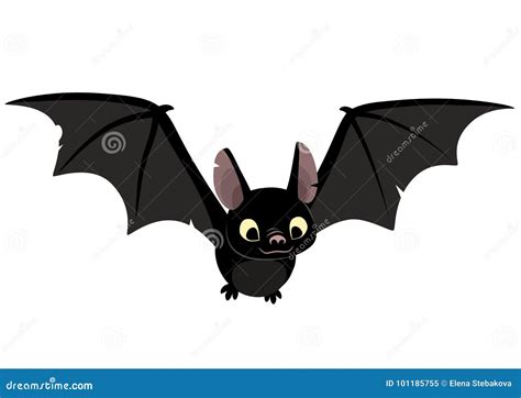 Vector Cartoon Illustration of Cute Friendly Black Bat Character Stock ...