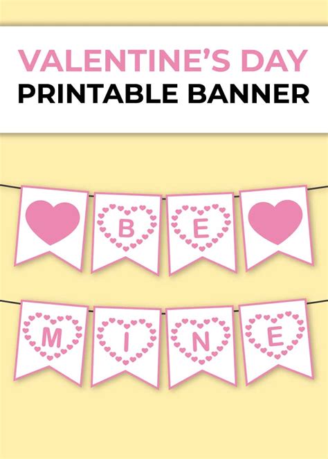 Printable Valentine's Day Banner - Chevron Lemon