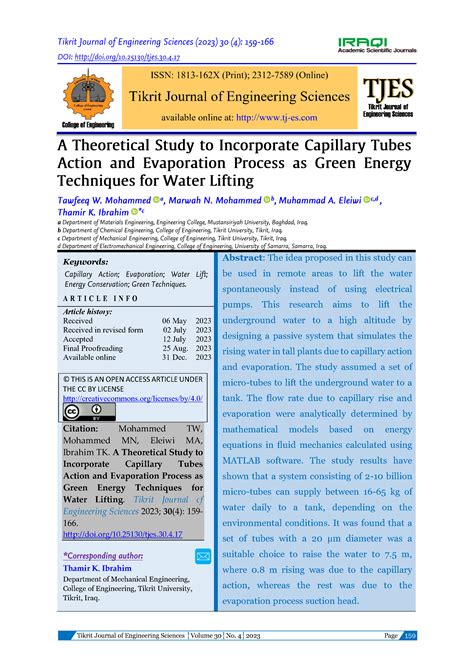 A Theoretical Study to Incorporate Capillary Tubes Action and ...