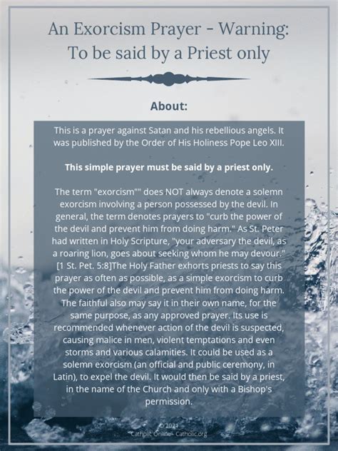 An Exorcism Prayer - Warning To Be Said by A Priest Only | PDF ...