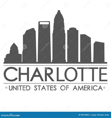 Charlotte Skyline Silhouette Design City Vector Art Stock Vector - Illustration of frame ...