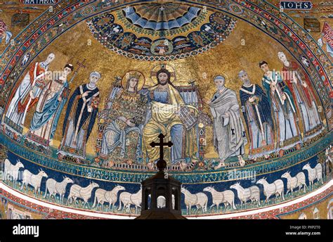 12 century Mosaics by Pietro Cavallini in the apse of the Basillica of ...