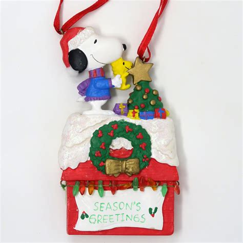 Snoopy & Woodstock on Doghouse Christmas Ornament - ShopCollectPeanuts.com