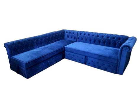 6 Seater Blue Velvet Corner Sofa at Rs 24000/piece in Mumbai | ID: 27488930873