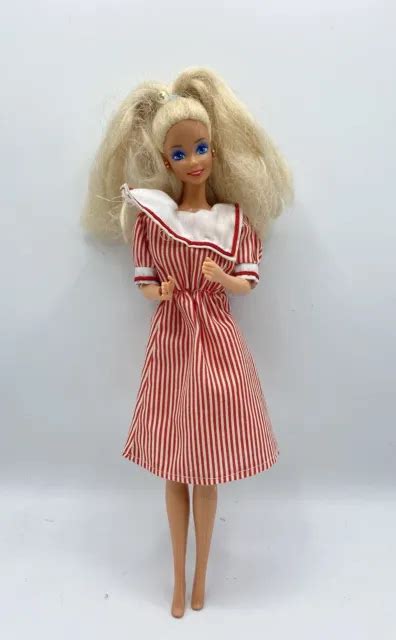 VINTAGE 1976 BARBIE Doll Mattel Blonde Hair Red Striped Dress Toy ...
