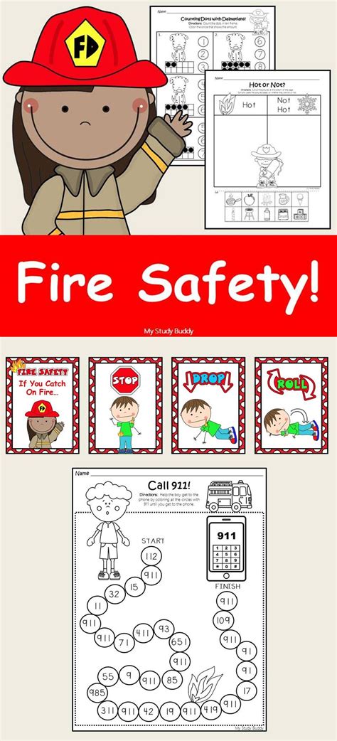 Fire Safety for Kindergarten - Worksheets, Fire Hat Activity and Stop, Drop & Roll Posters Fire ...