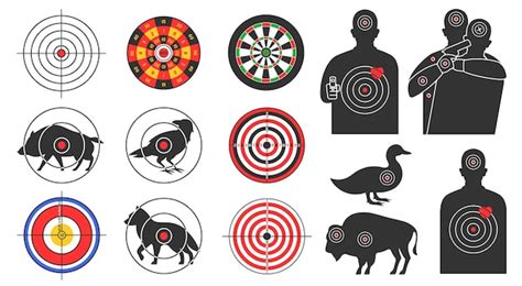 Premium Vector | Shooting targets Animal silhouette armed human and ...