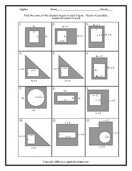 Find The Area Of The Shaded Region Worksheet With Answers ...