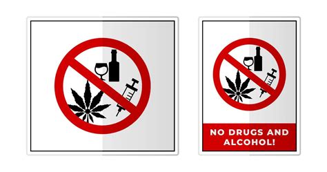 No drugs and alcohol Sign Label Symbol Icon Vector Illustration ...