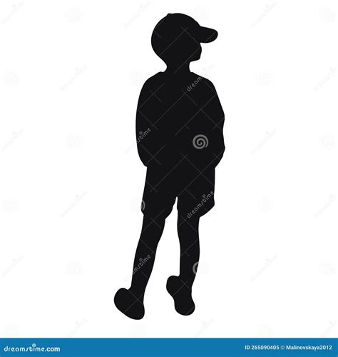 Boy View from Back Silhouette. Black Shadow Stock Vector - Illustration ...