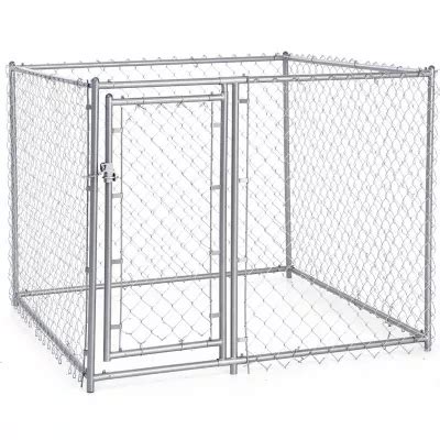 Lucky Dog Galvanized Chain Link Dog Kennel Kit, 4 ft. H x 5 ft. W x 5 ...