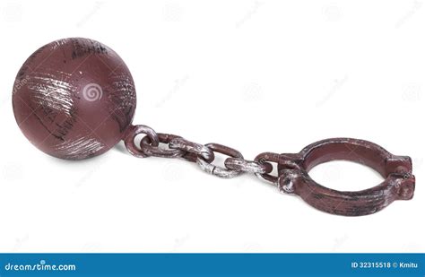 Ball and chain over white stock photo. Image of studio - 32315518