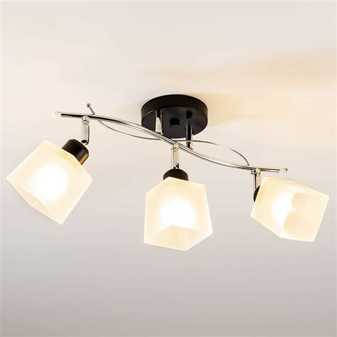 SOZOMO Bathroom Ceiling Vanity Lights, Bath Wall Light Fixtures With Geometric Frosted Glass ...