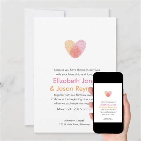 Fingerprint Heart Wedding Invitation | Zazzle