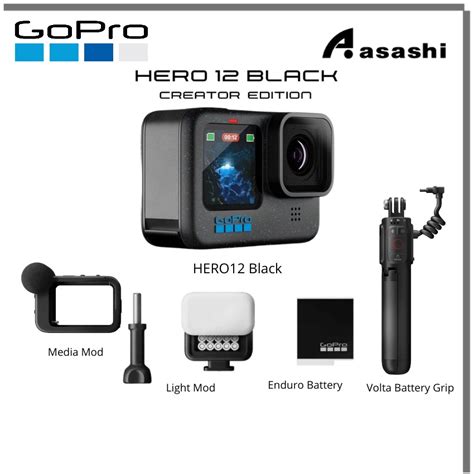 GoPro HERO12 Black Creator Edition ( HERO12 Black + Volta Battery Grip+ Media Mod + Light Mod ...