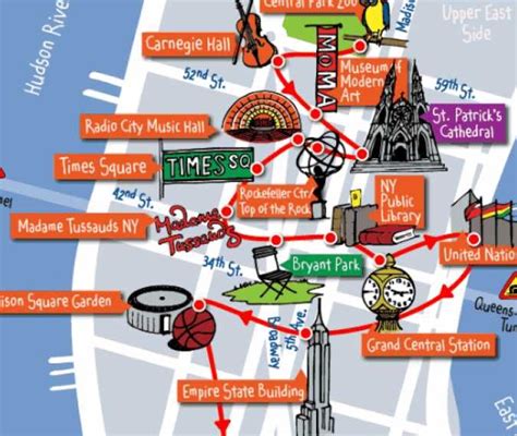 The most popular New York’s attractions in just one map | New york ...