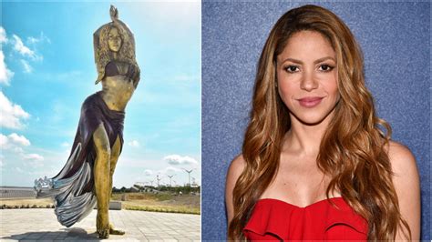 Huge 6.5 metre-high bronze Shakira statue unveiled in her Colombian hometown | ITV News