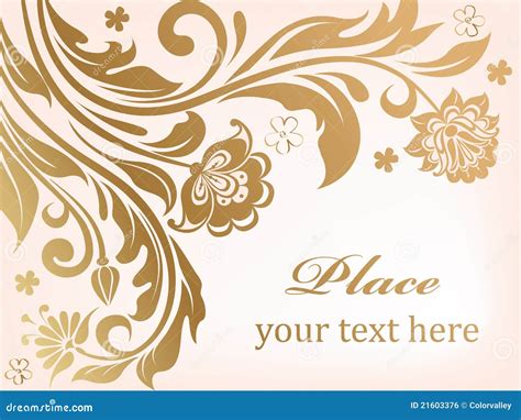 Gold Floral Background with Decorative Flowers Stock Vector - Illustration of card, artwork ...