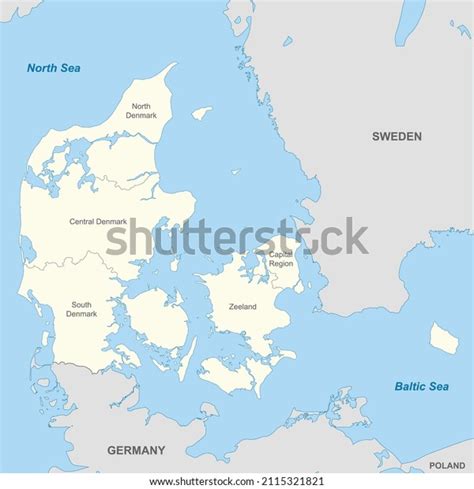 Political Map Denmark Borders Borders Regions Stock Vector (Royalty Free) 2115321821 | Shutterstock