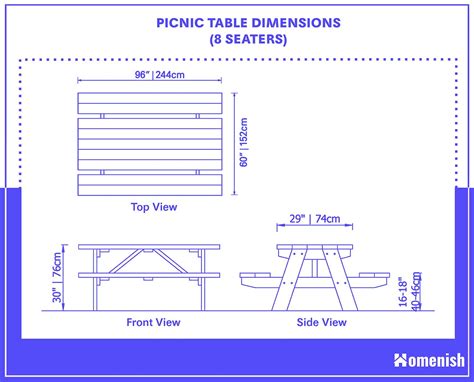 Standard Picnic Table Dimensions (with 2 Drawings) - Homenish