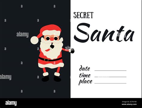 Secret Santa Claus invitation background with cartoon Santa Claus ...