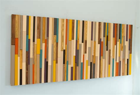 Mid Century wall art, reclaimed wood art sculpture, painted wood pieces ...