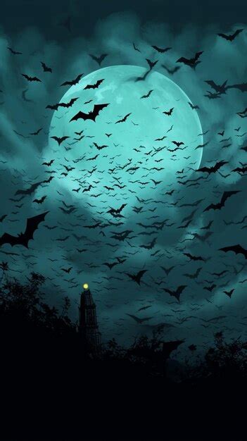 Premium AI Image | bats flying in the sky with a full moon in the ...