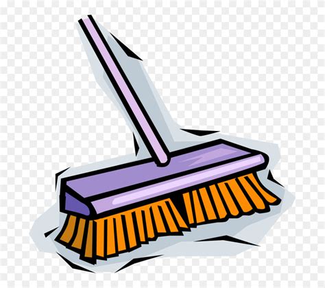 Vector Illustration Of Cleaning Broom Sweeping - Push Broom Clipart ...