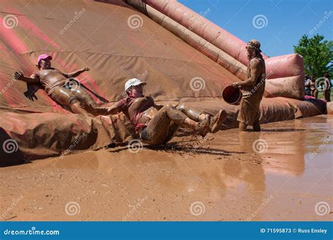 Women In Mud Pit On Obstacle Course Editorial Image | CartoonDealer.com ...