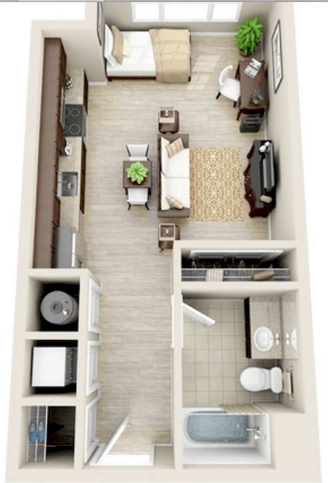 100+ Small Studio Apartment Layout Design Ideas | Rumah, Desain rumah, dan Desain
