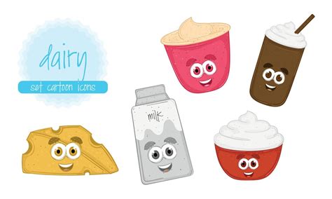 Set of dairy products cartoons Vector 10821349 Vector Art at Vecteezy