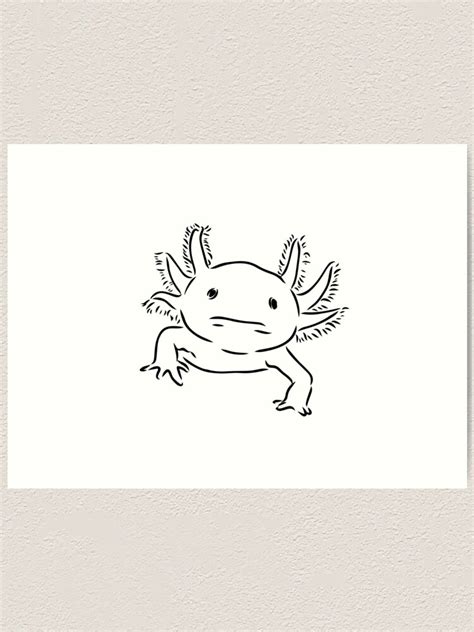 "Axolotl Black and White Line Art Drawing " Art Print for Sale by cmoonfire | Redbubble